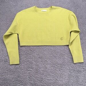 IT MICHAA Cropped Knit Sweater Womens XS S Lime Green Ribbed Korean Designer